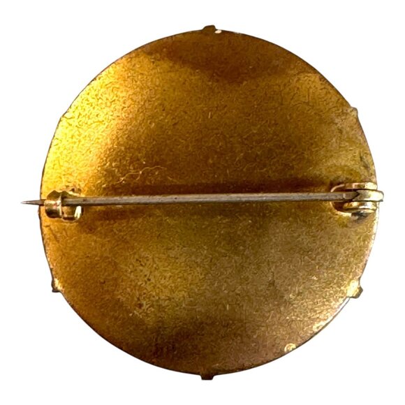 Vintage Hand-Painted Daisy Brooch Pin Gold Tone White & Yellow Floral Design - Picture 2 of 3